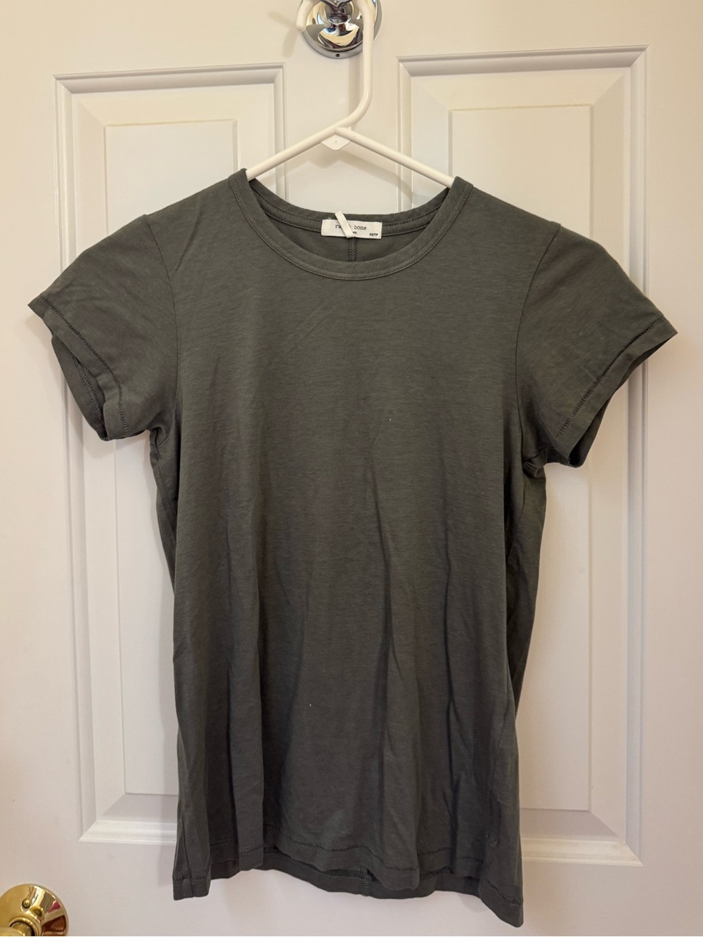 Classic rag & bone Crewneck Women’s Tee - Dark Olive Green/grey